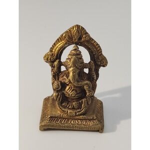 Ganesh Ganesha Elephant God Hindu Amulet Brass Mini Statue 2 Inch Prayer